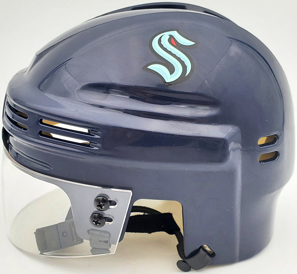 Adam Larsson Autographed Seattle Kraken Blue Mini Helmet Fanatics Holo #200301 Image a