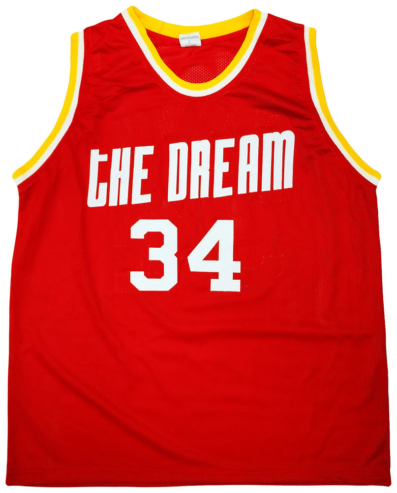 Houston Rockets Hakeem Olajuwon Autographed Red Jersey The Dream JSA Image a