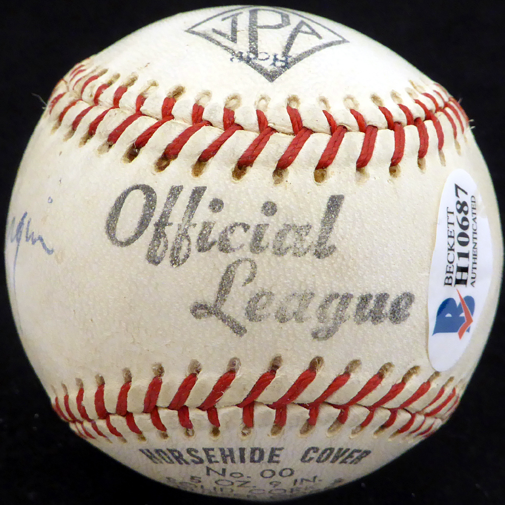 Al Schacht Autographed Official League Baseball Clown Prince Of Baseball Beckett Beckett Image a