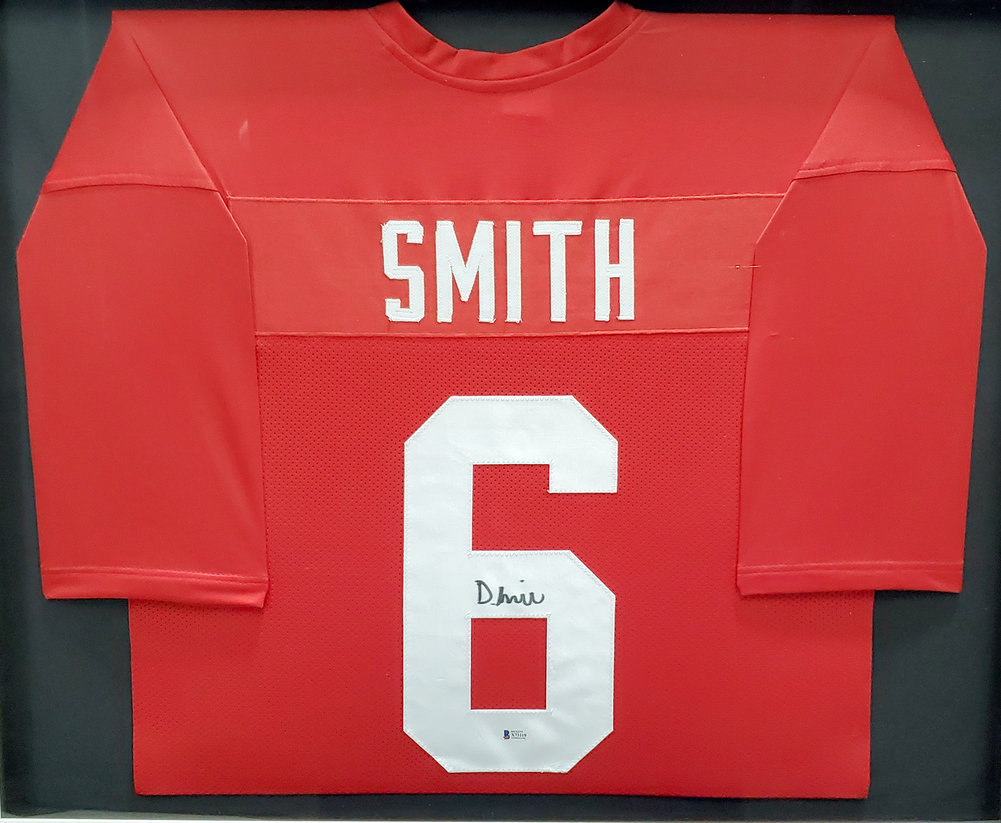 Alabama Crimson Tide Devonta Smith Autographed Framed Red Jersey Beckett Beckett Image a