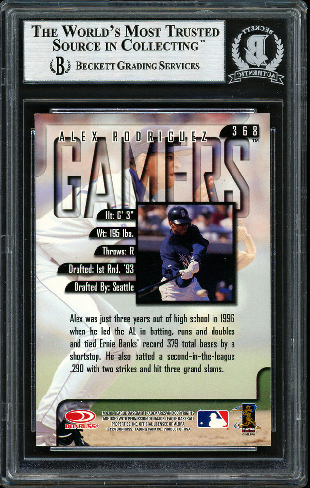 Alex Rodriguez Autographed 1997 Leaf Gamers Card #368 Seattle Mariners Beckett Beckett Image a