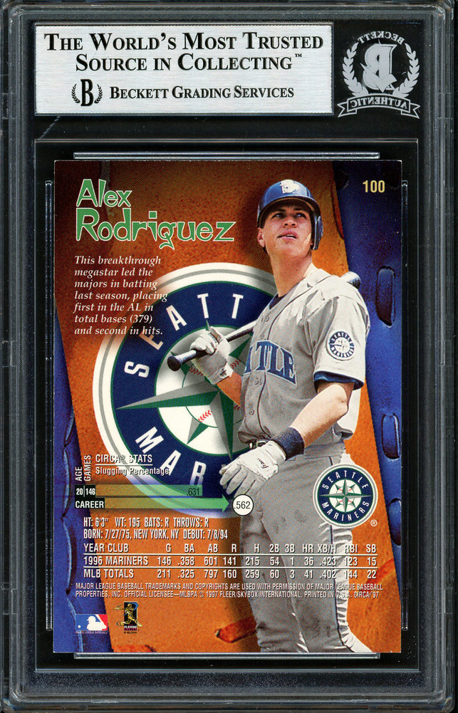 Alex Rodriguez Autographed 1997 Skybox Circa Card #100 Seattle Mariners Beckett Beckett Image a