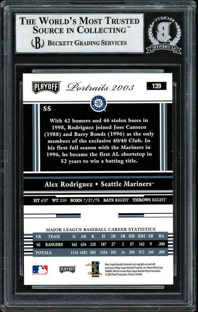  2003 Playoff Portraits #139 Alex Rodriguez M's - Seattle  Mariners : Collectibles & Fine Art