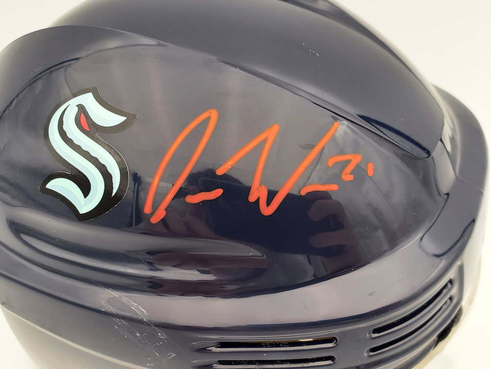 Alexander Wennberg Autographed Seattle Kraken Blue Mini Helmet Fanatics Holo #200302 Image a