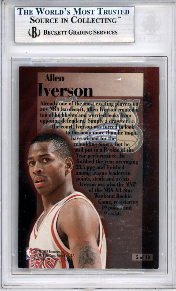 Allen Iverson Autographed Signed 199798 Fleer Rookie Rewind Card 5
