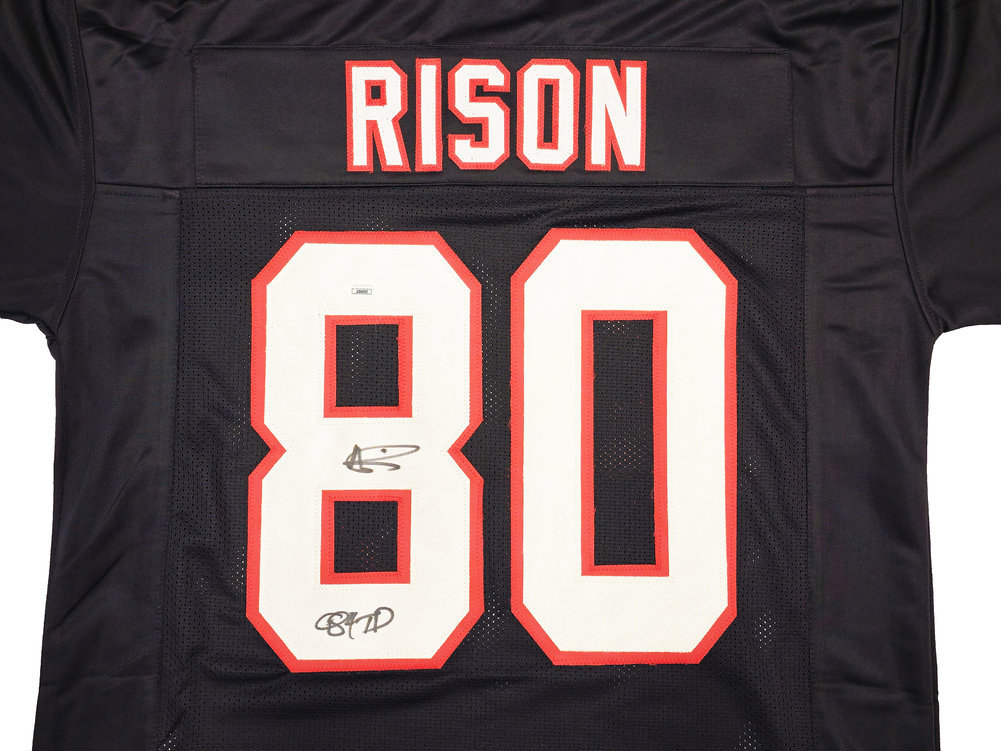 Atlanta Falcons Andre Rison Autographed Black Jersey "84 Td" JSA Image a