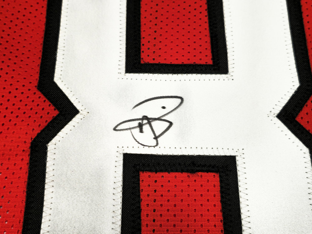 Atlanta Falcons Andre Rison Autographed Red Jersey "84 Td" JSA Image a