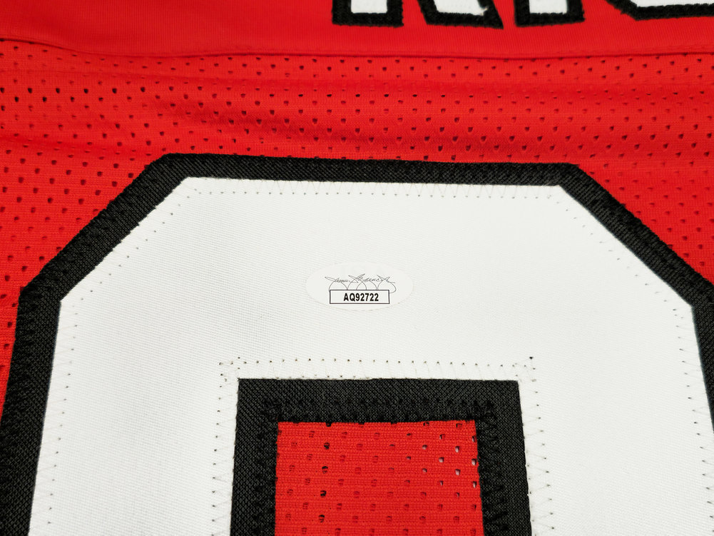 Atlanta Falcons Andre Rison Autographed Red Jersey "84 Td" JSA Image a