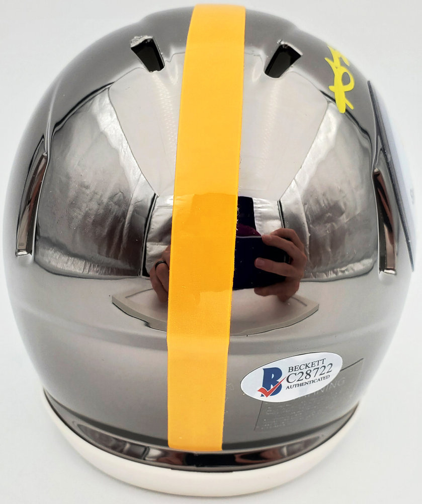 Antonio Brown Autographed Signed Pittsburgh Steelers Black Chrome Speed Mini Helmet Beckett Beckett Image a