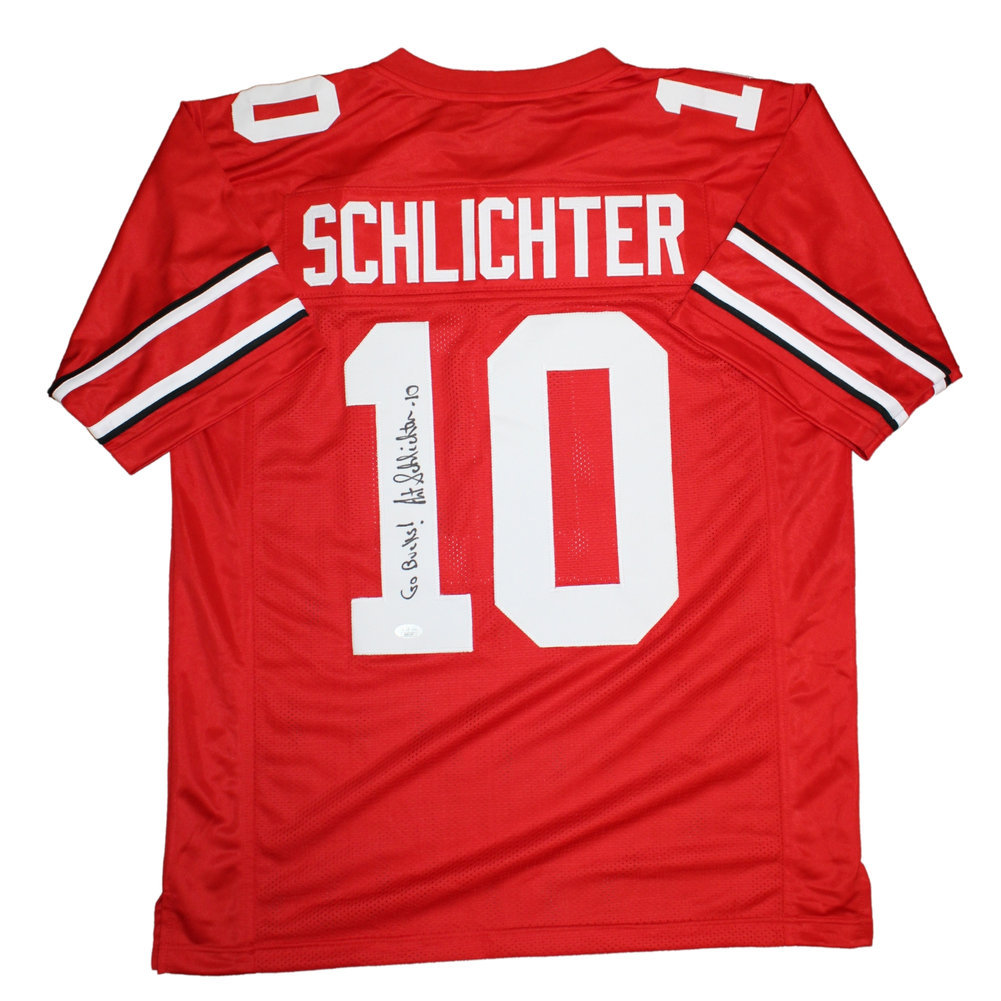 Art Schlichter Autographed Ohio State Buckeyes Red Custom Jersey - JSA Authentic Image a