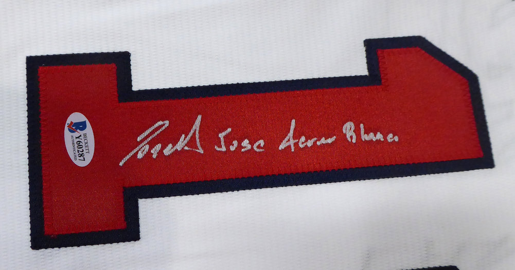 Atlanta Braves Ronald Jose Acuna Blanco Jr. Autographed Signed Majestic Cool Base White Jersey Size L "Full Name" Beckett Beckett Image a