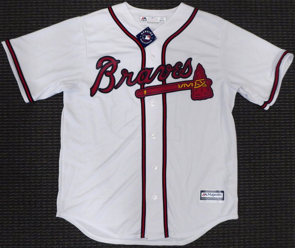 Atlanta Braves Ronald Jose Acuna Blanco Jr. Autographed Signed Majestic Cool Base White Jersey Size L "Full Name" Beckett Beckett Image a
