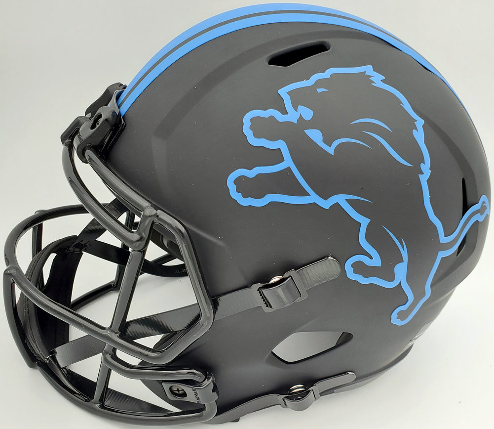 Barry Sanders Autographed Signed Detroit Lions Black Eclipse Full Size  Speed Replica Helmet Beckett Beckett