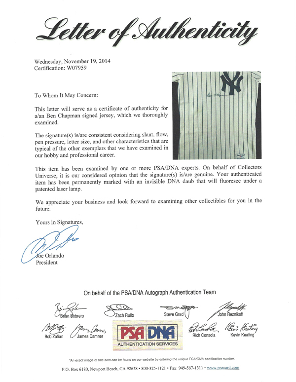 New York Yankees Ben Chapman Autographed White Jersey PSA/DNA Image a