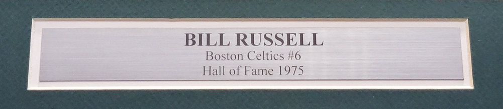 Boston Celtics Bill Russell Autographed Framed Green Jersey JSA Image a