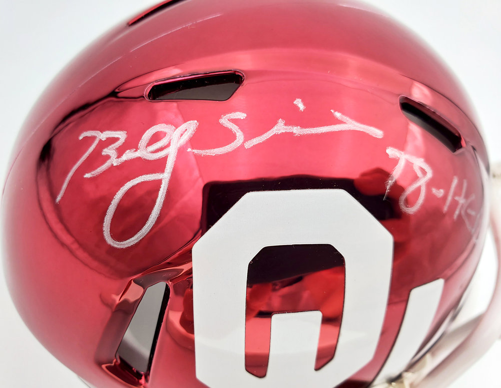 Billy Sims Autographed Signed Oklahoma Sooners Chrome Speed Mini Helmet 78 Heisman Beckett Beckett Image a