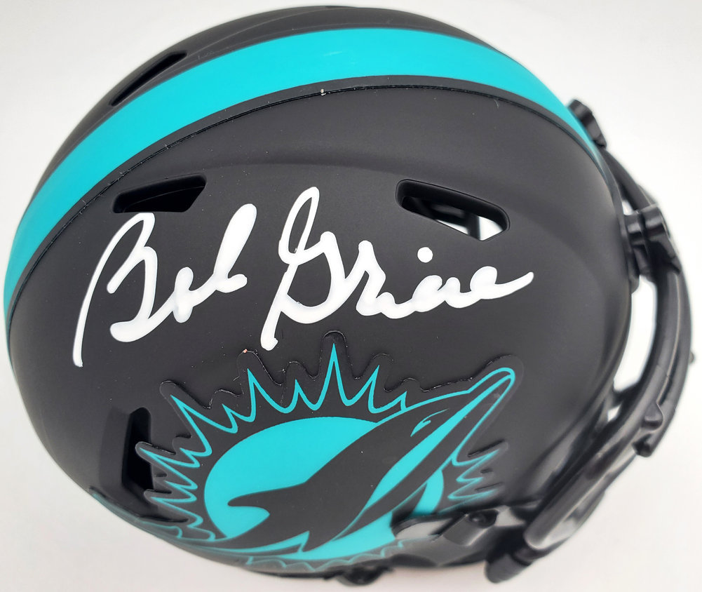 Bob Griese Autographed Signed Miami Dolphins Eclipse Black Speed Mini Helmet Beckett Beckett Qr Image a