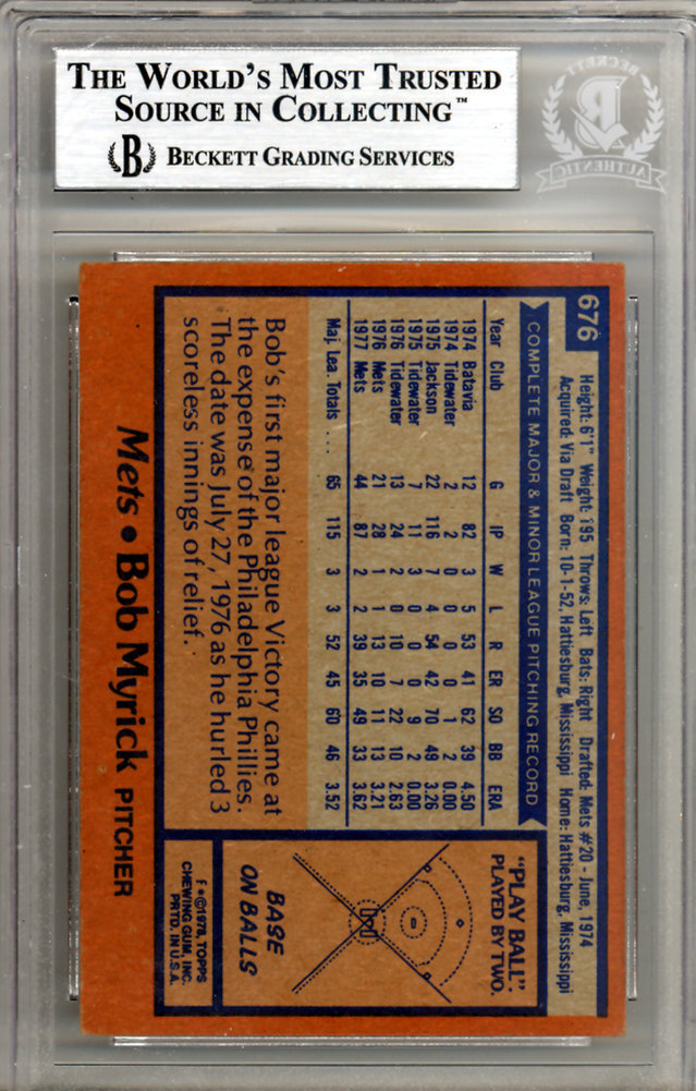 Baseball Cards 1978 Topps #676 Bob Myrick New York Mets