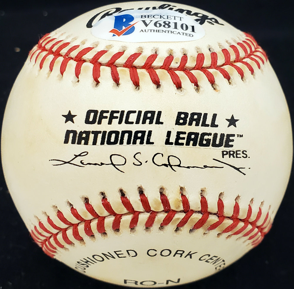 Bob Rush Autographed Official Nl Baseball Chicago Cubs, Atlanta Braves Beckett Beckett Image a