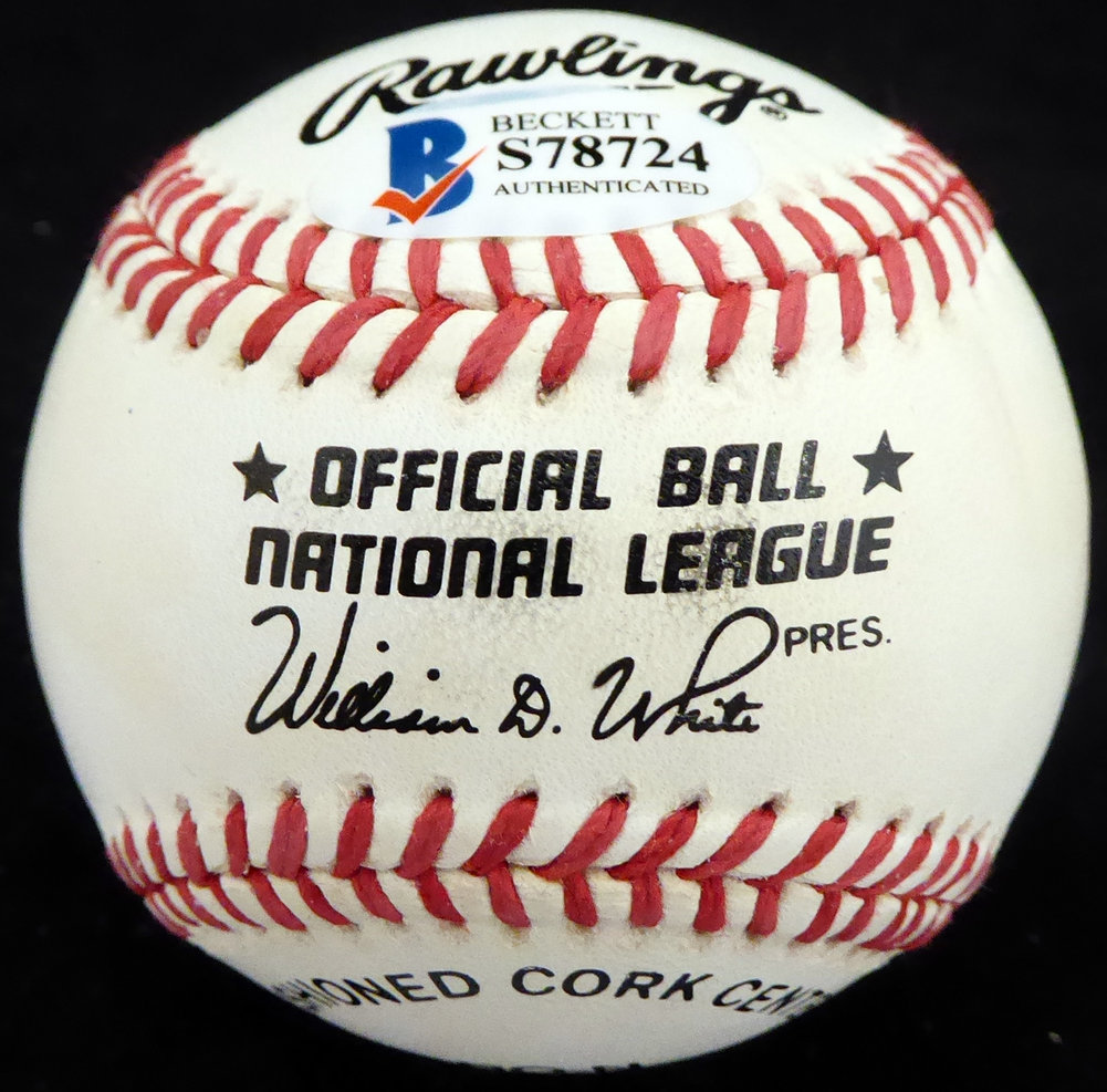 Bob Rush Autographed Official Nl Baseball Chicago Cubs, Milwaukee Braves Beckett Beckett Image a