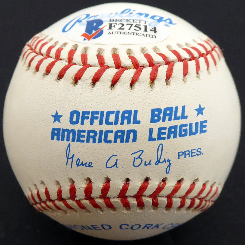 Bob Savage Autographed Official Al Baseball Philadelphia A's Beckett Beckett Image a