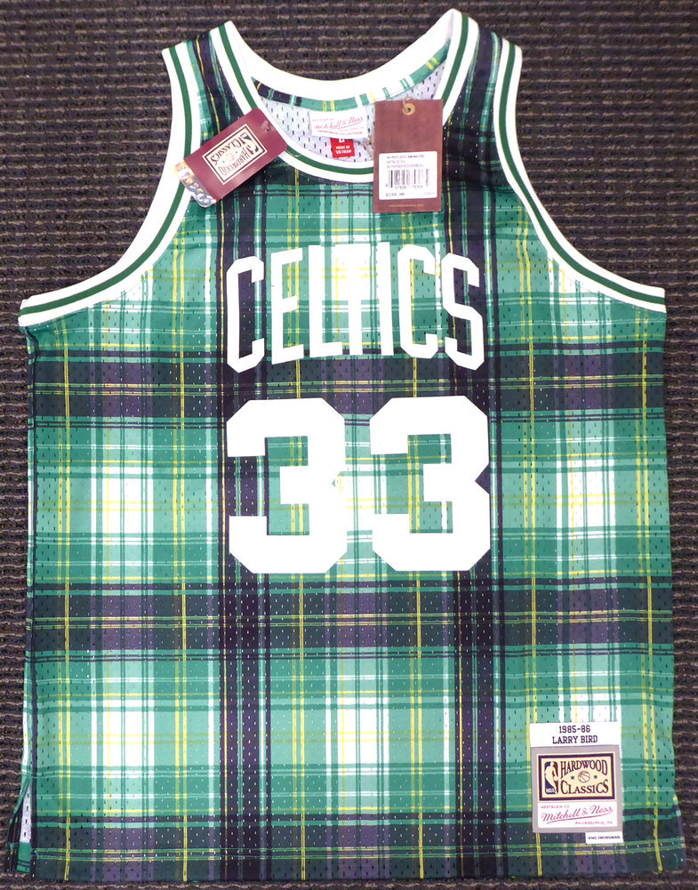 Celtics Larry Autographed Signed Boston Bird Green Mitchell & Ness Private School Swingman Jersey Size L Beckett Beckett Image a