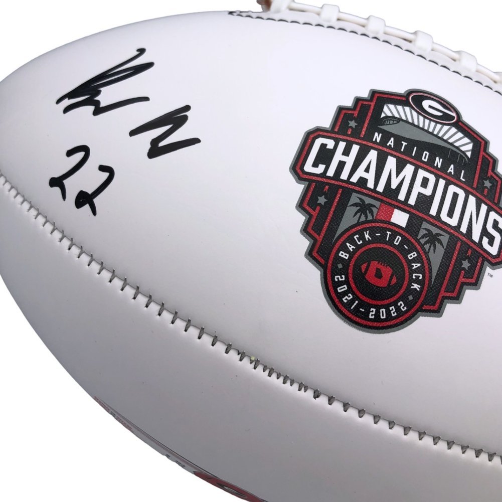 Branson Robinson Autographed Signed Georgia Bulldogs Back-To-Back Champions Logo White Panel Football - Beckett Authentic Image a