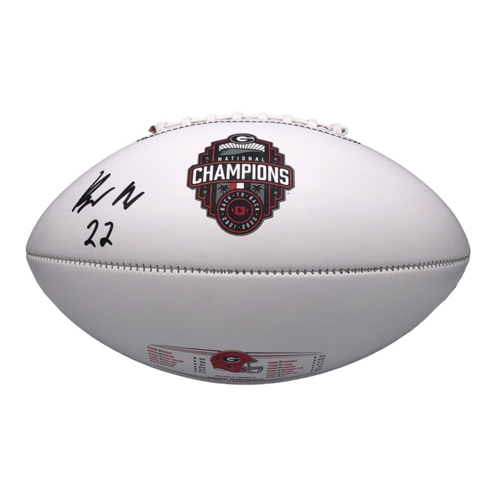Branson Robinson Autographed Signed Georgia Bulldogs Back-To-Back Champions Logo White Panel Football - Beckett Authentic Image a
