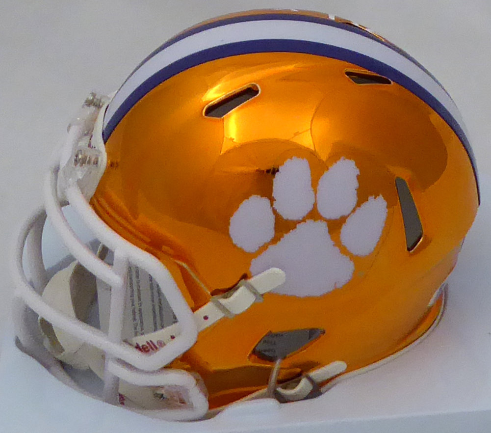 Brian Dawkins Autographed Signed Clemson Tigers Orange Chrome Speed Mini Helmet Beckett Beckett Image a
