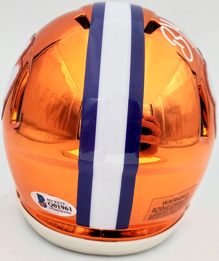 Brian Dawkins Autographed Signed Clemson Tigers Orange Chrome Speed Mini Helmet Beckett Beckett Image a