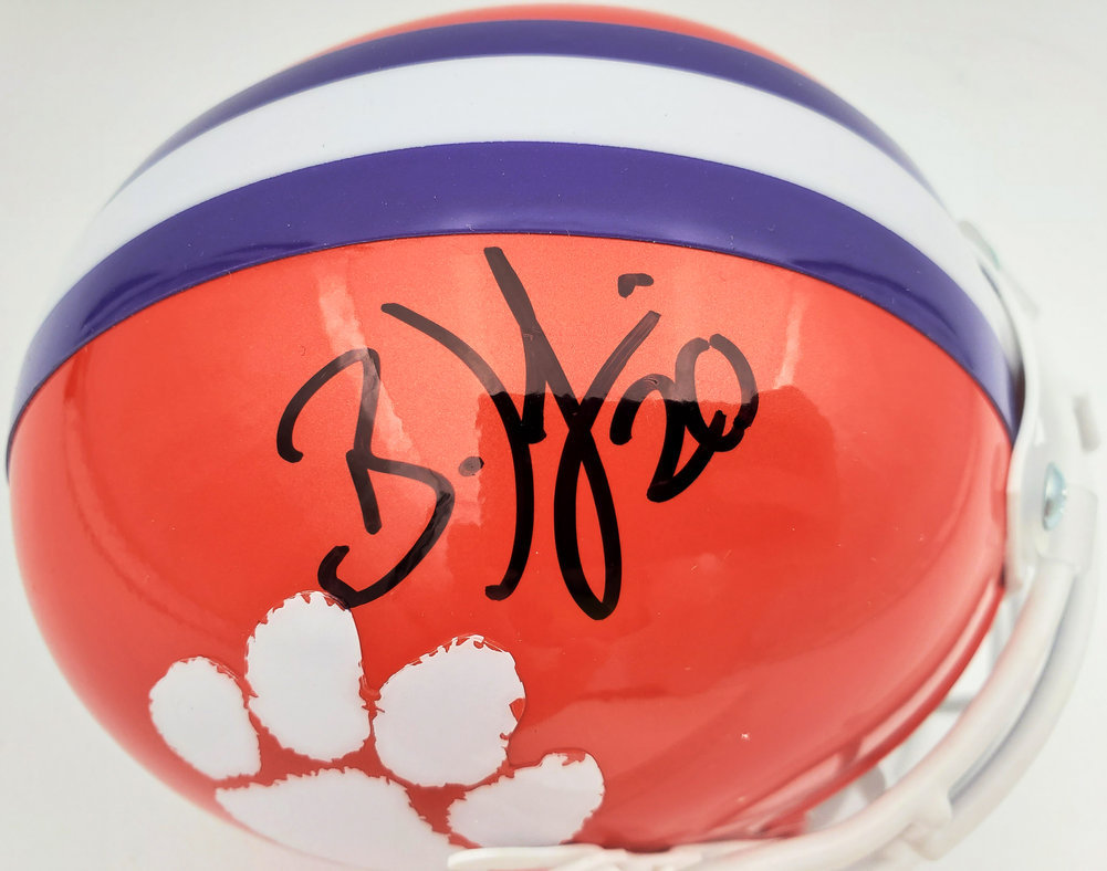 Brian Dawkins Autographed Signed Clemson Tigers Orange Schutt Mini Helmet In Black Beckett Beckett Image a