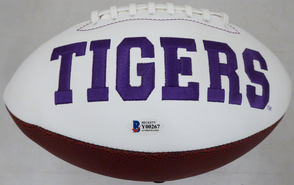 Brian Dawkins Autographed Clemson Tigers White Logo Football Beckett Beckett Image a