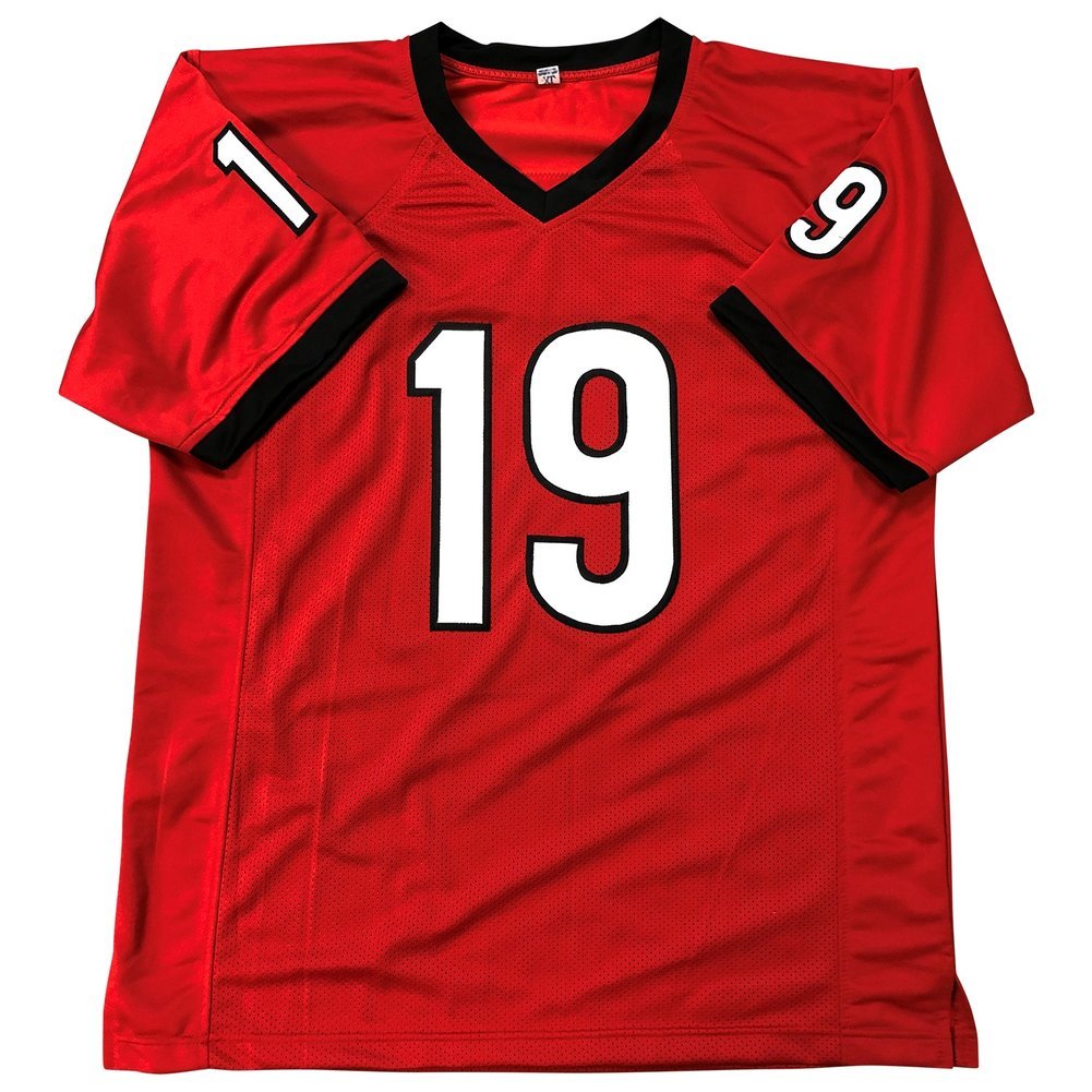 Brock Bowers Autographed Signed Georgia Bulldogs Custom Red #19 Jersey - Beckett QR Authentic Image a