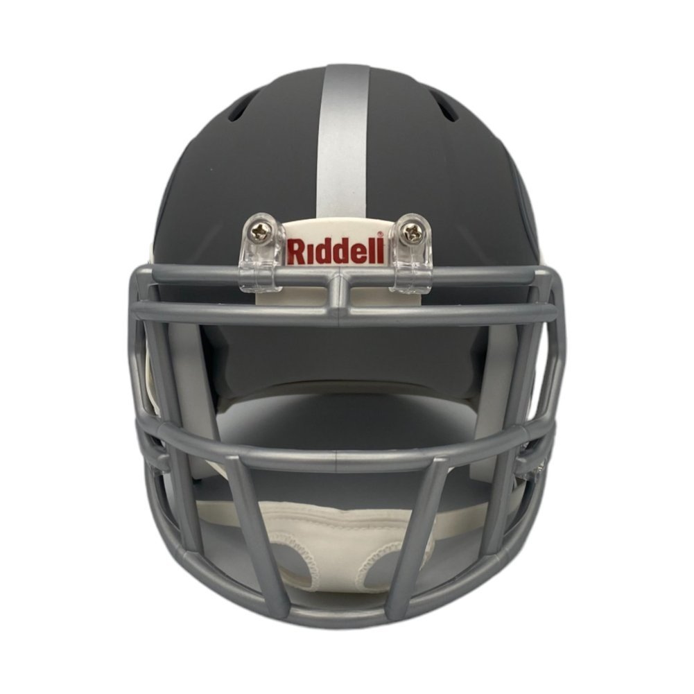 Brock Bowers Autographed Georgia Bulldogs Riddell Gray Slate Mini Helmet - Beckett Image a