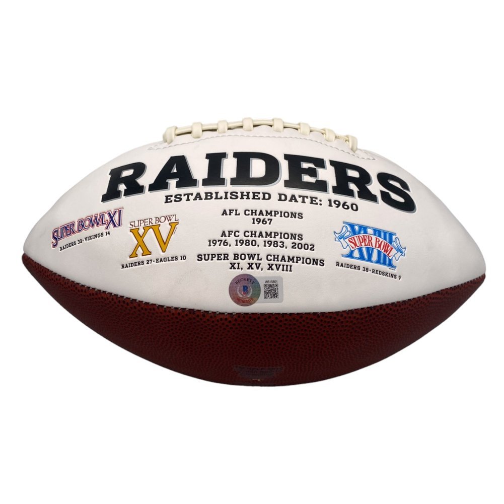 Brock Bowers Autographed Las Vegas Raiders White Panel Football - Beckett Image a