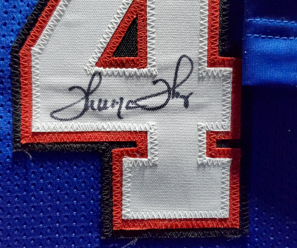 Buffalo Bills Team Greats Autographed Blue Jersey With 3 Signatures  Including Jim Kelly, Thurman Thomas & Andre Reed Beckett BAS Stock #191972