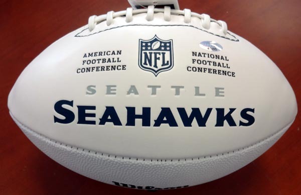 Byron Maxwell Autographed White Logo Football Seattle Seahawks Mcs Holo #76412 Image a