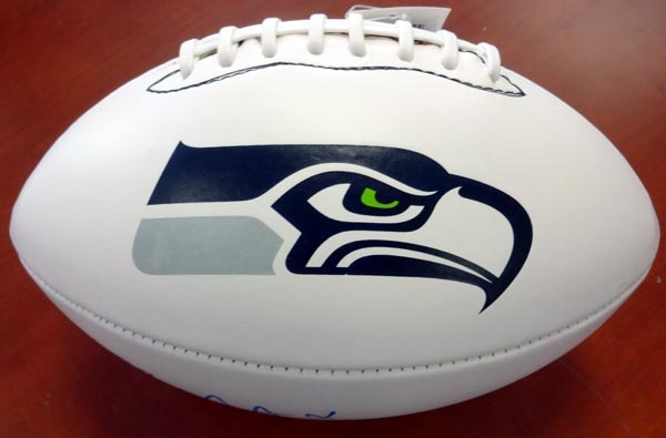 Byron Maxwell Autographed White Logo Football Seattle Seahawks Mcs Holo #76412 Image a