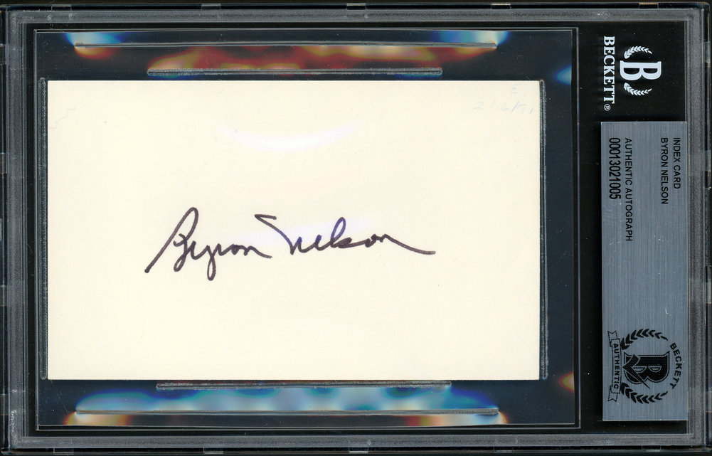 Byron Nelson Autographed Signed 3X5 Index Card Beckett Beckett Image a
