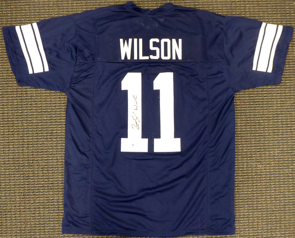 Byu Cougars Zach Wilson Autographed Blue Jersey Beckett Beckett Image a