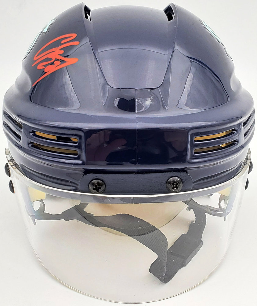 Carson Soucy Autographed Seattle Kraken Blue Mini Helmet Fanatics Holo #200879 Image a