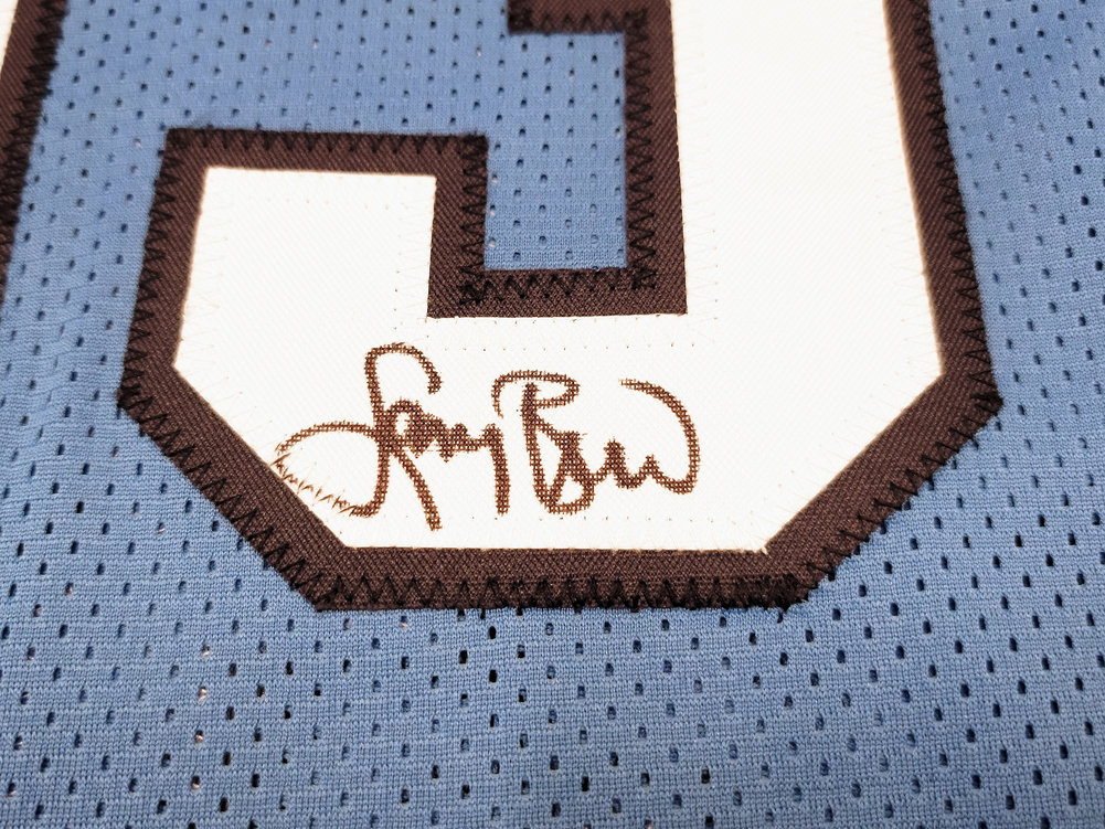 Indiana State Sycamores Larry Bird Autographed Baby Blue Jersey Beckett Beckett Image a