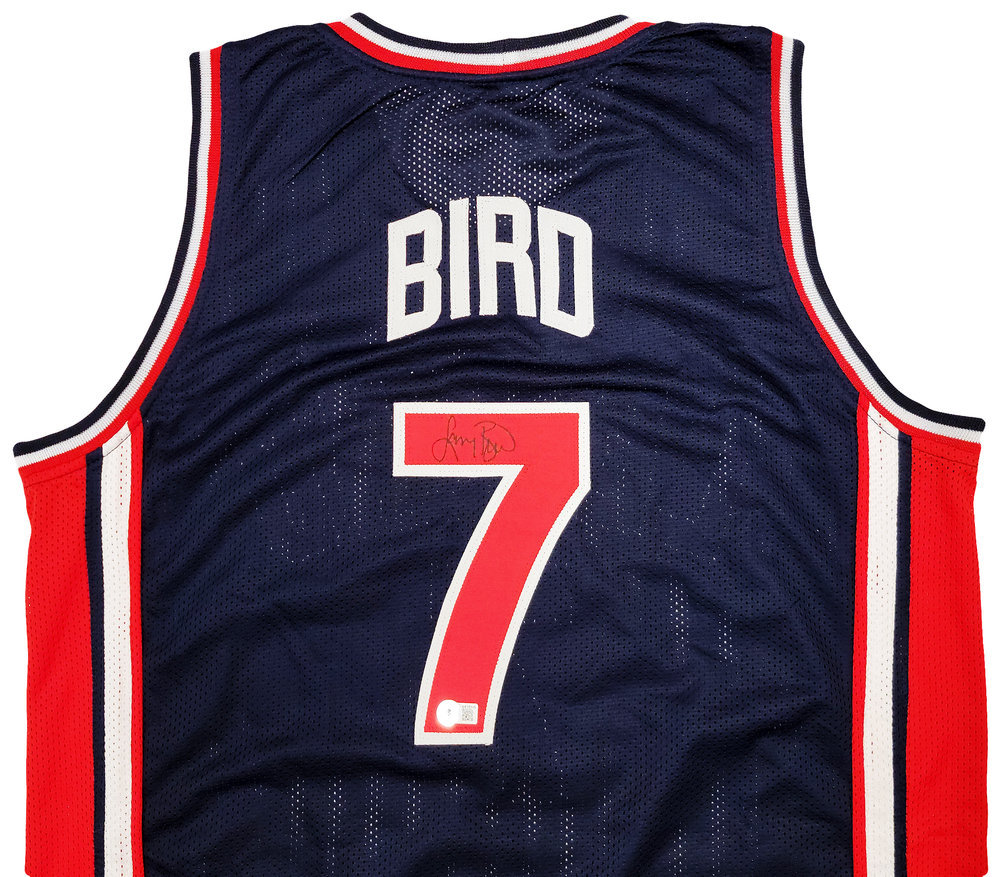 Team Usa Larry Bird Autographed Navy Blue Jersey Dream Team Beckett Beckett Image a