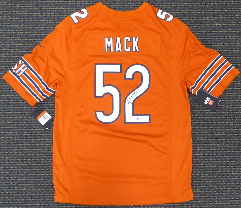 Khalil Mack Autographed Signed Chicago Bears Orange Nike Jersey Size L Beckett Beckett #148306 Image a