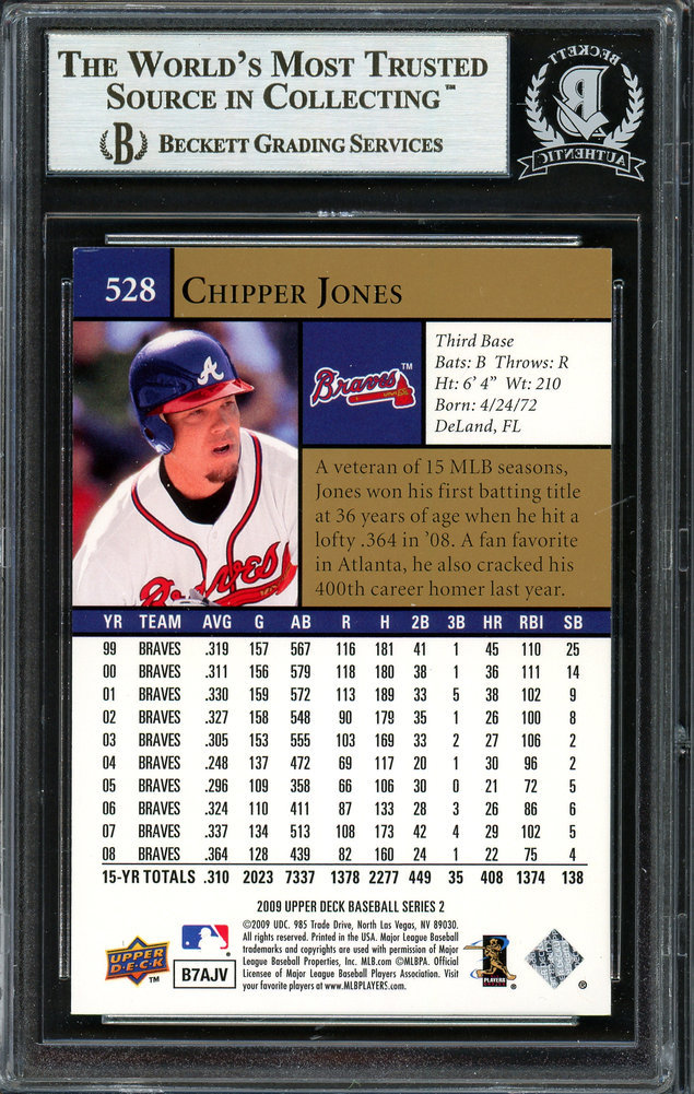 Chipper Jones Autographed 2009 UDA Card #528 Atlanta Braves Beckett Beckett Image a