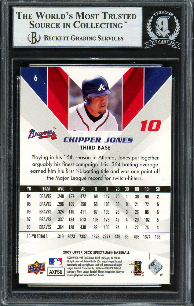 Chipper Jones Autographed 2009 UDA Spectrum Card #6 Atlanta Braves Beckett Beckett Image a