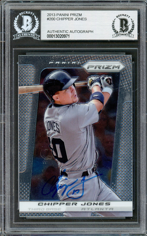 Chipper Jones Autographed 2013 Panini Prizm Card #200 Atlanta Braves Beckett Beckett Image a