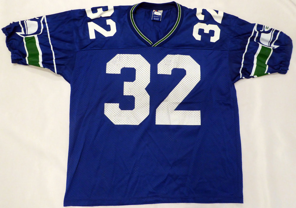 Seattle Seahawks Chris Carson Autographed Custom Blue Champion Jersey JSA Image a