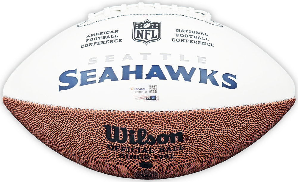 Chris Carson Autographed Seattle Seahawks White Logo Football Fanatics Holo #215882 Image a