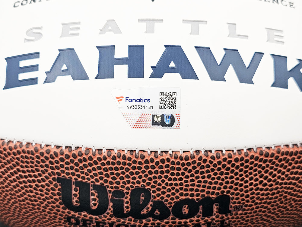 Chris Carson Autographed Seattle Seahawks White Logo Football Fanatics Holo #215882 Image a